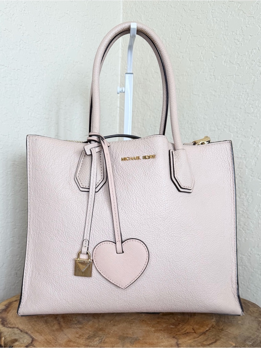 Michael Kors Soft Pink Pebbled Leather Tote Gold Hardware Large Satchel